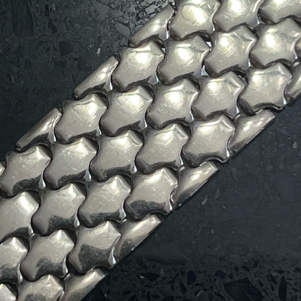 Big Bold polished sterling silver link stampato statement bracelet vintage QVC